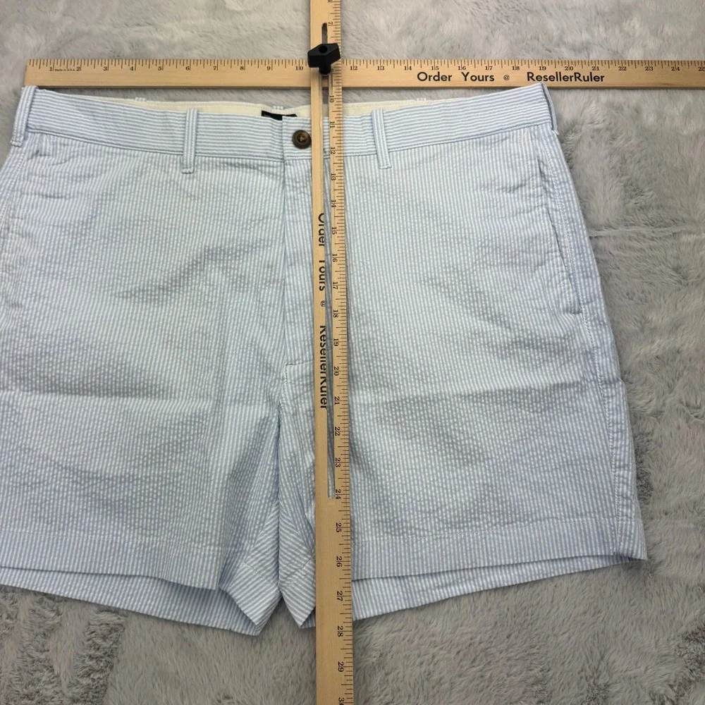 J Crew. Seersucker Shorts Mens 38 Blue Striped Casual Summer Lightweight NWT - Picture 7 of 10